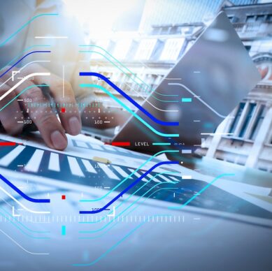 business documents on office table with smart phone and digital Concept of focus on target with digital diagram.business documents on office table with smart phone and digital tablet and graph business diagram and man working in the background